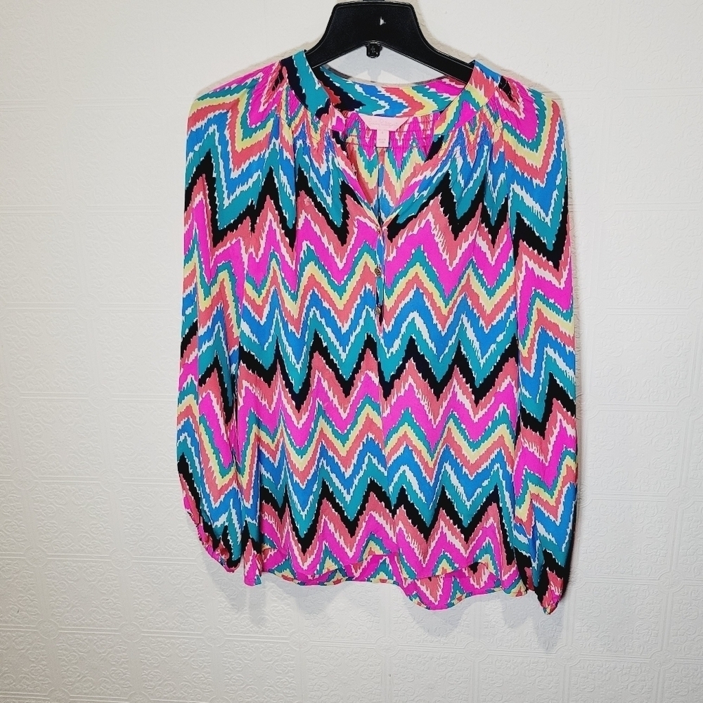 Lily Pulitzer Elsa Silk Chevron Women's Bouse